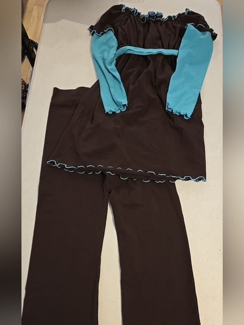 Mulberribush girls size 10 ruffle dress and pants set